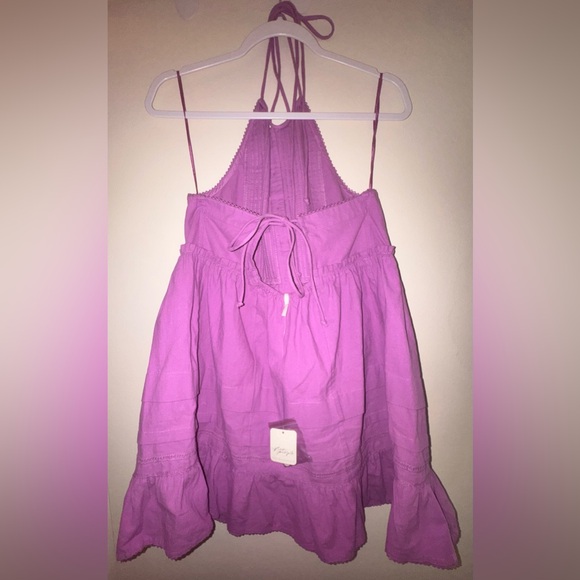 Free People Desert Days Babydoll Mini Dress in Dramatic Orchid NWT - Picture 3 of 7
